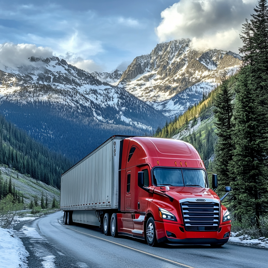 Naprawa pojazdu przez mechanika Mechanik naprawiający koło ciężarówki na parkingu serwisowym przy drodze